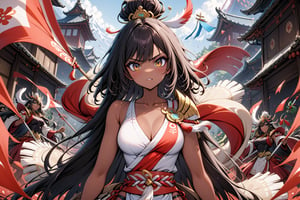 cenital plane, skin flag of Perú perfect and detail, person with the flag of Perú in the background, epic, Dark skin,
,SakayanagiArisu,Expressiveh,japanese_goddess