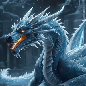 realistic, Ice Dragon, desolate, intricately detailed, artistic lightning, particles, beautiful, amazing, highly detailed, digital art, sharp focus, trending on art station,Read description,3d style,oni style
