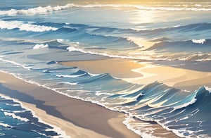 beatiful golden beach, blue calm  waves

