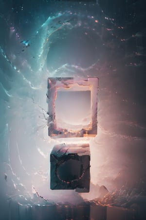 double exposure style, ((empty gift box)) as a portal to the void, the absolute emptyness more empty than perfect vacuum