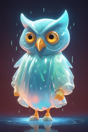 cute owl ghost flapping his wings to sprinkle water in the washroom, 3d octane render, subsurface scattering, 3d detailed animation, translucent, bioluminescent, masterpiece, ultra realistic, portrait, bokeh, mysterious,flatee