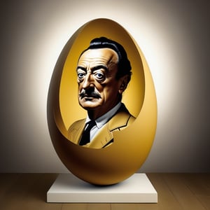 realistic photo best quality high definition salvador dali inside an egg