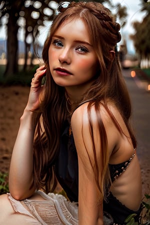 a european girl outdoors, california dessert, summer dress, ginger, by lee jeffries nikon d850 film stock photograph 4 kodak portra 400 camera f1.6 lens rich colors hyper realistic lifelike texture dramatic lighting unrealengine trending on artstation cinestill 800,realism,realistic,raw,analog,woman,portrait,