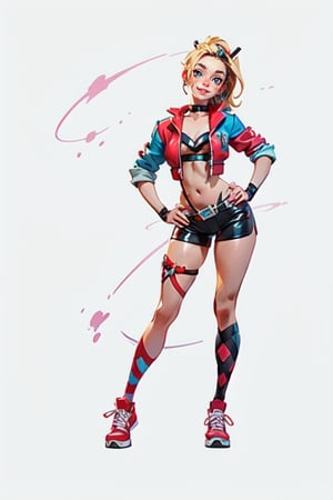 harley quinn, lookalike margot robbie, sexygirl, (masterpiece, best quality:1.1), ghibli style , one-side-ponytail 