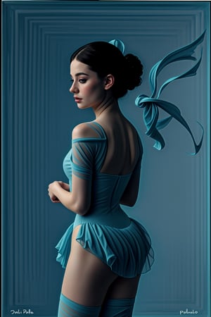 a digital illustration of a impasto oil watercolor and alcohol painting, graceful gorgeous ballerina engulfed in 3d layers of diaphanous azure blue smoke, pale blue swirling fog, in the style of dreamy surrealism, chiaroscuro, pino daeni and paul paul pelletier, romantic impressionism, high saturation, blushing white background, Ptcard,<lora:659111690174031528:1.0>