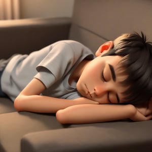 A boy sleeping on the couch