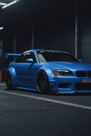 photograph BMW E46 M3 Coupe GTR Widebody Kit, NFS 2005 style decals, BMW blue, detailed number plate, cinematic 4k epic detailed 4k epic detailed photograph shot on kodak detailed bokeh cinematic hbo dark moody
,SD 1.5,<lora:659095807385103906:1.0>