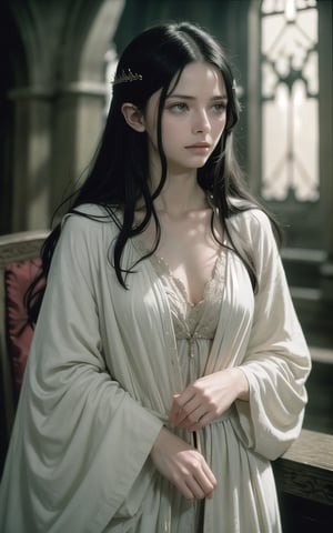 photo of arwen undomiel from Lord of the Rings, film grain, dramatic cinematic lut,realistic,character