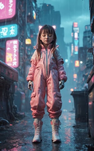 score_9, score_8_up, score_7_up, source_real, tiny pretty young girl, 12 years old, slim, cute, tween, infant, thin, long blond_hair, wearing a pink catsuit, futuristic, futuristic long white boots, no smile, closed_eyes, chin down, looking pervasive at the viewer, full_body, front view, from below, inside the apartment, next to the window, rainy and cloudy day, cyberpunk city in the background, night, dark, deep background, Extremely Realistic, scenery