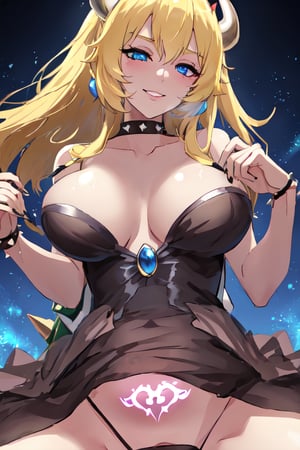 {{{masterpiece}}}, {{{best quality}}}, {{{ultra-detailed}}}, {cinematic lighting}, {illustration}, bowsette,masterpiece, best quality, 1girl, solo, makeup, eye_shadow, cross,lipstick, mascara, blonde hair,Orgasm, breast focus, sexy, from below, (finely detailed beautiful eyes and detailed face), glowing blue eyes, Flawless skin ,pretty face, pretty eyes, ahegao face, sex pose, smile, Pleasure, torn clothes,womb tattoos,Glowing Pubic Tattoo,