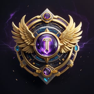 masterpiece, best quality, 
BREAK
A large and exquisite badge with the letter "TA" in the center, and a golden font with a line of letters "1st Anniversary of TA" below, Wings of Dreams, The Radiance of Cosmic Energy, Emitting the energy of lightning, colorful and flashing. 
BREAK
A detailed and ornate badge featuring purple gemstones and gold elements, intricate design, futuristic emblem, cyberpunk aesthetics, high-tech details, luminous accents, advanced technology patterns, symmetrical layout, metallic texture, holographic effects, neon highlights, dark background, vibrant hues, luxurious appearance, high contrast, visually striking, elegant and modern, intricate craftsmanship, FuturEvoLabBadge, FuturEvoLabFlame, FuturEvoLabLightning