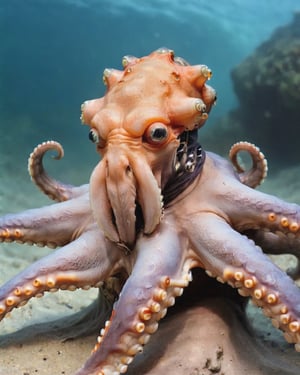 photo portrait of octopus in real life, horned head, real,Monster,HellAI,isni