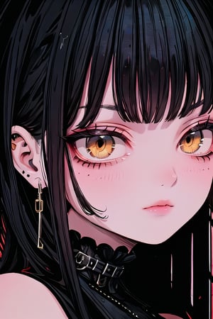 A close-up shot of a single, elegant girl with a thoughtful expression, set against a dark and gritty cyberpunk backdrop. Her gothic-inspired attire features intricate details, while her face is a masterpiece of delicate beauty. As she whispers 'Scandal Mami' to herself, the dim lighting casts an air of mystery around her.