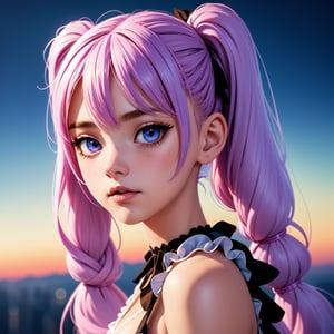 (1girl),gothic,twintails,white hair, organza lace,Gorgeous and fussy clothes,gothic, flying, blue, (colorful), bold strokes, gradient blends, motion blur, shimmering textures, dynamic composition, atmospheric perspective, impressionistic, , (masterpiece), (best quality), Amazing, (beautiful detailed eyes), (finely detail), Depth of field, extremely detailed CG, original, extremely detailed wallpaper, (vivid colors), cinematic lighting, (colorful), blush,