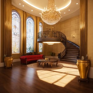 there is a large room with a staircase and a circular staircase, futuristic persian palace, cgsociety unreal engine, exquisitely designed throne room, unreal engine render, unreal engine 5 : :, futuristic palace, rendered in lumion, unreal engine hd render, unreal engine render saint seiya, rendered in lumion pro, unreal engine 5 render, unreal engine 5 » 