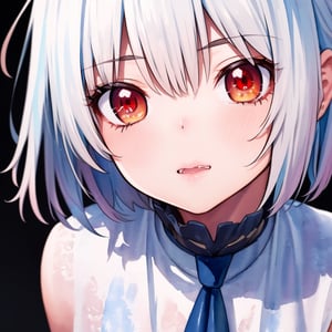 (masterpiece:1.2, best quality), (finely detailed beautiful eyes: 1.2), ((1girl)), (red eyes:1.4), (finely detailed eyes and detailed face:1.3), ((boy with short white hair)), (beautiful and clear background:1.2), (extremely detailed CG, ultra-detailed, best shadow:1.1), ((depth of field)), ((watercolor)), beautiful concept illustration, (orange background:0.5), (illustration:1.1), (extremely fine and beautiful:1.1), (perfect details:1.1), from front, cowboy shot, scenery 