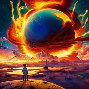 detailed anime artwork of the end of the world by an atomic blast, rick and morty style