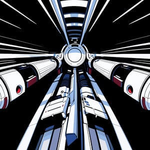 Mechanical background, black and white color scheme, inside the spaceship