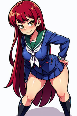 1GIRL, (thick_hips:0.8), very_long_hair, standing, looking_at_viewer, hand_holding, full_body, sexy, beautiful, perfect, attractive, mitakihara school uniform
