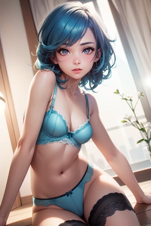(realistic:1.2), (masterpiece, best quality, ultra-detailed), (beautiful detailed face, beautiful detailed eyes, volumetric lighting),1 hot girl, solo, (dutch angle:1.3), (blue hair, grey eyes:1.4), small breasts, showing pussy,perm hair, (aquamarine panty, teal bustier:1.2), monocle,mksks style, (beautiful detailed hill, noon:1.2), (light particles, lens flare, chromatic aberration:1.3),