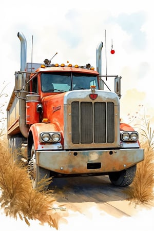 Amazing truck,Watercolor painting style 