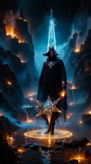 Create an image depicting a modern interpretation of Satanism, focusing on a symbolic pentagram surrounded by individuals expressing personal freedom and individuality, with a dark and mystical background highlighting both controversial and philosophical elements of the subject,Fantasy detailers,Hyper Realistic photo 