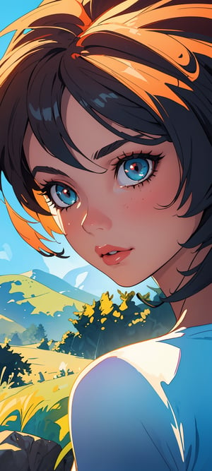 cute nude girl, tanned skin, forest, watercolor, 3d anime style, fox tail, short messy hair, soft colors, sparkels, glossy skin, very thin lines, handy lines, rough shading, line art, rugged, big eyes, reflective eyes, perfects eyes, intricate detailed, fantasy, concept art, digital art, intricate, oil on canvas, masterpiece, expert, insanely detailed, 4k resolution, (fairy tale illustration), fantasy, the witcher 3