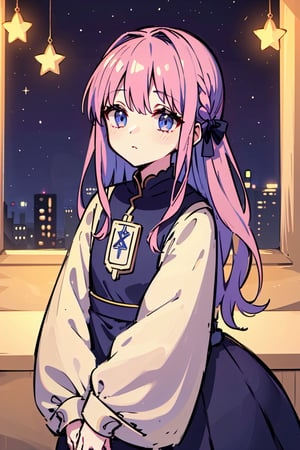(masterpiece), (best quality), (highly detailed), 1girl, solo, greek clothes, galaxy, purple_hair, blue_hair, starry_eyes, starry_night, starry_sky, stars, star, very_long_hair,