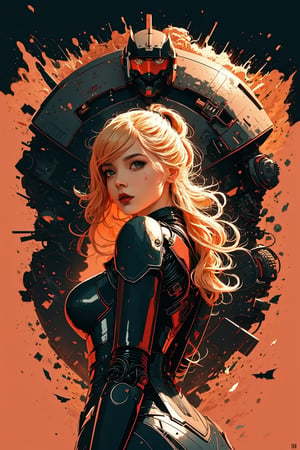 1girl, pureerosface_v1, black mecha suit, minimalism, bright red background, simple background, Fisheyes, masterpieces, top quality, best quality, official art, beautiful and aesthetic, animation, raise the butt, , BJ_Oil_painting, 