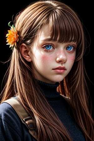 portrait of a teen girl,bizarre,floral,Luminous,Blender