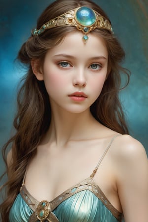 A teenage top model named Rebecca, Realistic photo ~ Auguste Renoir ~ Paul Peel ~ John Singer Sargent ~ Alexandre-Jacques Chantron ~ John William Godward ~ John William Waterhouse ~ Han-Wu Shen ~ Ishitaka Amano ~ Chakrapan Posayakrit ~ Kim Jung Gi ~ Kei Mieno ~ Ikushima Hiroshi ~ WLOP ~ William-Adolphe Bouguereau ~ Alphonse Mucha ~Luis Royo ~ Range Murata ~ Jock Sturges photography ~ David Hamillton photography ~ A stunningly exotic Elezen princess with ethereal alien features, her gentle elegance contrasts with her otherworldly essence. This captivating image is a digital painting, showcasing the princess with delicate features and iridescent skin that shimmers with an otherworldly glow. Every intricate detail of her alien beauty, from her mesmerizing eyes to her jewel-like complexion, is rendered with exquisite precision and depth. The image effortlessly blends fantasy and science fiction, drawing viewers into a richly imaginative world.
