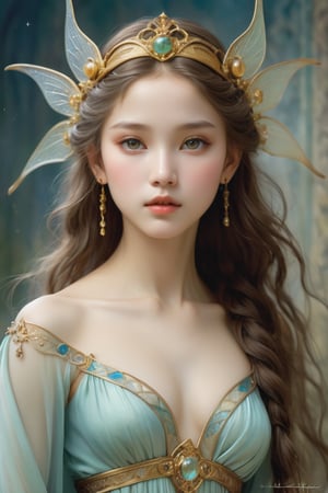 A teenage European-Chinese top model named Natasha, Realistic photo ~ Auguste Renoir ~ Paul Peel ~ John Singer Sargent ~ Alexandre-Jacques Chantron ~ John William Godward ~ John William Waterhouse ~ Han-Wu Shen ~ Ishitaka Amano ~ Chakrapan Posayakrit ~ Kim Jung Gi ~ Kei Mieno ~ Ikushima Hiroshi ~ WLOP ~ William-Adolphe Bouguereau ~ Alphonse Mucha ~Luis Royo ~ Range Murata ~ Jock Sturges photography ~ David Hamillton photography ~ A stunningly exotic Elezen princess with ethereal alien features, her gentle elegance contrasts with her otherworldly essence. This captivating image is a digital painting, showcasing the princess with delicate features and iridescent skin that shimmers with an otherworldly glow. Every intricate detail of her alien beauty, from her mesmerizing eyes to her jewel-like complexion, is rendered with exquisite precision and depth. The image effortlessly blends fantasy and science fiction, drawing viewers into a richly imaginative world.