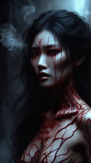 dark alley, demon chinese 164lbs, trasparent dress dark,  perfects eyes,  looking at viewer, erotic pose, perfect boobs,  masterpiece,  top quality,  highly detailed CG uniform 8k wallpaper
trasparent dress dark,  blood from the mouth,  blood on face,  super hot,  too long black hair,  perfect body,  hot breasts,  dramatic light from street lamps,  intense fog,  inhuman screams and screams,  he screams in pain, DonMD3m0nXL,DonMD3m0nXL 