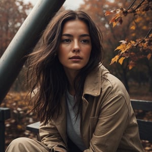 Brooklyn autumn , drammatic light, wind and rain, woman sits on the starcase, ultra detail,  high resolution,  very detailed face,  best quality,  masterpiece,  very detailed,  very detailed, unification,    fine details,  b/w photo,  top quality,  highly  8k wallpaper