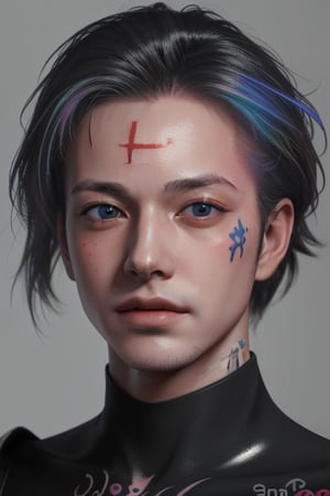 masterpiece, best quality, 1 boy, (colorful),(finaly detailed beautiful detailed face, gangster tatoo, looks like Image2Image, clothing), extremely detailed CG unity 8k wallpaper