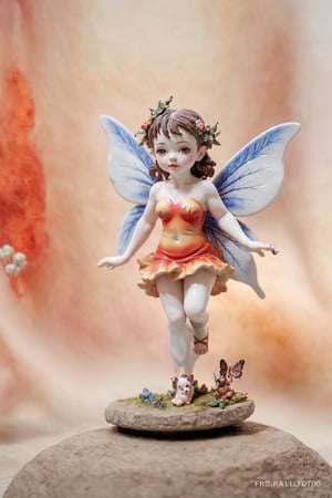 Insanely detailed and realistic porcelain figurine. Hand painted miniature of an incredible beautiful and adorable, cute fairy.  (full body:1.3). hell pit diorama. Dynamic pose. Anatomically correct, 16k resolution. Museum collection masterpiece, realistic Tilt shift effect photograph, 3D Chibi Figure,photo r3al