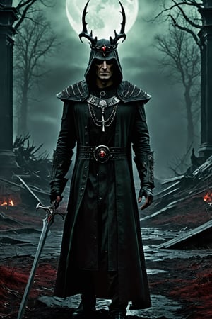 extremely realistic, Chernobog the king of the dark, wearing black, Slavic Folk, a background of [Shadowy Realms, Ominous Temples, Haunted Landscapes, Malevolent Skies, Dark Forests.], in the colors [Dark Blacks, Sinister Greys, Ominous Reds] and [Malevolent Purples, Eerie Greens.], immersive, blending shadowy allure with mythical narratives, expansive, otherworldly atmospheric, visually captivating, in the style [Dark Symbolism, Eerie Surrealism, Illustrative Horror, Malevolent Realism, Gothic Fantasy].  cyberpunk style, detailmaster2,Extremely Realistic