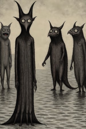 Demon horrifying animal painting, in the style of Edward Gorey,Edward Gorey Style page