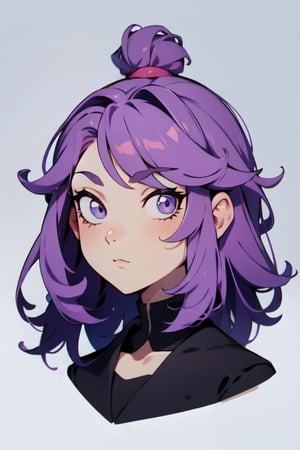 a drawing of a girl with purple hair, flat anime style shading, procreate, colored sketch, digitally draw on wacom tablet, colored accurately, pastel coloring, with purple hair, with out shading, procreate illustration, in an anime style, digital 2d drawing, anime style portrait, thick outlines, semirealistic anime style, matte sketch, digital drawing, anime style character, curvy body, perfect anatomy, detailed eyes, detailed face