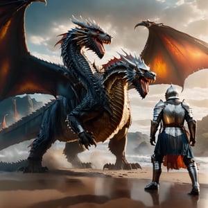 (((full_body portrait shot))), Photo of a knight and dragon, Hyper-detailled, 32k, Super High definition, Vibrant Colors, Soft focus, Ultra Smooth,Soft natural look, Full shot, photorealistic, realism, film still, cinematic shot, dreamwave, aesthetic, action_pose,Movie Still,photo r3al,knight&dragon