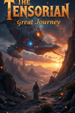 A magazine cover with the text “The Tensorian: Great Journey?”,