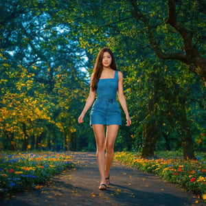 Photoultrarealistic, Dutch Angle/Tilted Shot, super close-up view of A beautiful Malay woman walking in a serene park with (((multicolour glowing luminescent flowers blooming with petals of multicolour light))). Trees sway with fallen leaves, and every detail is rendered with such precision that one cannot tell where reality ends and the fantasy begins. Fantastical, photohyperrealistic, highly detailed, hyper-realistic, with dramatic polarizing filter, sharp focus, HDR, UHD, 64K, 16mm, color graded Portra 400 film, remarkable color, ultra-realistic.

