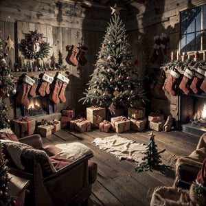 Best quality, high-res photo, cowboy style, (((decorate santa's house into cowboy saloon style))) enthusiastically, high detail, (((Western Cowboys‘ christmas Style))), (((wild west trinkets in background))), (((christmas tree))), fireplace, wild west vibe, 3d style, cowboy, action_pose, (((wide angle shot))), 