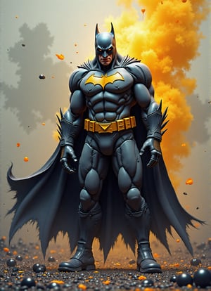 Batman, urban Comics, black and gold flag ornaments, Marvel, sci fi, highly technology, iconographic, glitch background, , watercolor, ink, mist, interactive image, highly detailed, art style by Clayton Crain + Ross Tran + Rachel Walpole + Jeszika Le Vye + Dan Volbert + Simon Stalenhag + Brian Stelfreeze,3dGboost