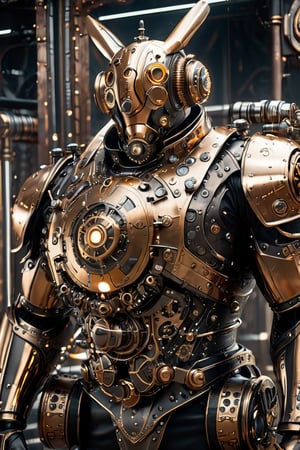 masterpiece, best quality, a Hi-Tech steampunk style, Hi-Tech steampunk suit, Custom Hi-Tech steampunk suit design, shining body, glowing bronze, full body look, full shining Hi-Tech steampunk suit body, hues, steampunk style, perfect custom Hi-Tech steampunk suit, Movie Still, steampunk, intricate mech details, ground level shot, 8K resolution, Cinema 4D, Behance HD, polished metal, shiny, Unreal Engine 5, rendered in Blender, sci-fi, futuristic, trending on Artstation, epic, cinematic background, dramatic, atmospheric, action_pose, cinematic scene