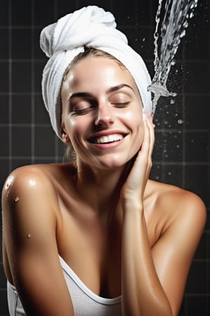 full body shot of Hijabi mixes Latina Mexican Tanned white pale Skin, (("A stunning 18-year-old Swedish woman")) taking a shower with closed eyes and open mouth. The image should be captured in a (("realistic, candid style")) with (("warm, natural lighting")) to create a lifelike scene. Use a (("50mm lens")) to focus on the body, and the image should be in (("high resolution")) for exceptional detail.