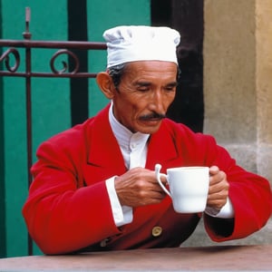 master chiet tomando un cafe