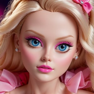 a beautiful barbie doll, extremely detailed face and features, beautiful blue eyes, cute pink lips, long eyelashes, blonde hair, porcelain skin, wearing a pink tutu dress, (best quality,4k,8k,highres,masterpiece:1.2),ultra-detailed,(realistic,photorealistic,photo-realistic:1.37),intricate details,bright lighting,pastel color palette,soft focus,cinematic composition

