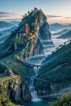 painting of a waterfall in a mountainous area with a house on the top, vertical wallpaper, 4 k vertical wallpaper, 4k vertical wallpaper, 8 k vertical wallpaper, 8k vertical wallpaper, ross tran. scenic background, beautiful mattepainting, 4 k matte painting, detailed scenery —width 672, beautiful iphone wallpaper, avatar landscape, inspired by Raphael Lacoste