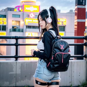 anime girl with headphones and backpack looking at a cell phone, anime style 4 k, alice x. zhang, digital anime art, nightcore, digital anime illustration, anime styled digital art, anime art wallpaper 4k, anime art wallpaper 4 k, anime artstyle, anime digital art, anime style artwork, anime style. 8k, detailed digital anime art
